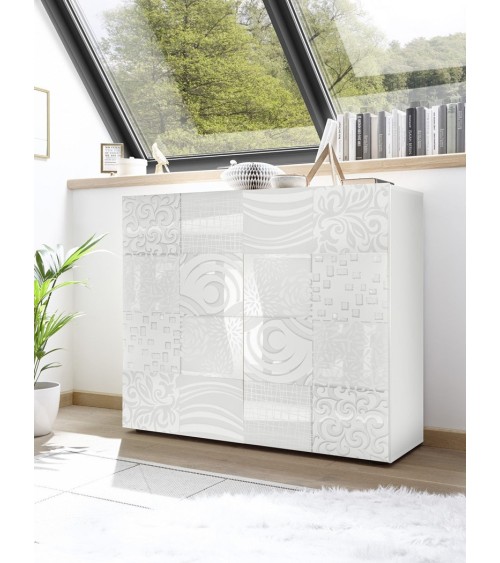 Buffet haut MIREL 2 portes en Blanc 121 cm
