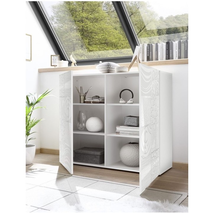 Buffet haut MIREL 2 portes en Blanc 121 cm