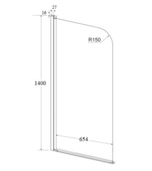 Pare-baignoire Prime Black 1 70x140cm