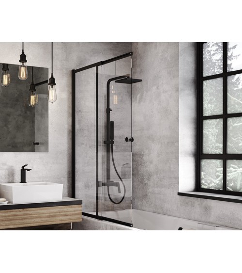 Pare-baignoire Easy slide black 100x150cm