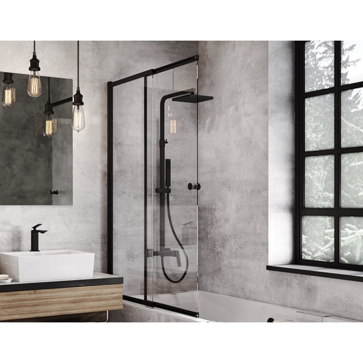 Pare-baignoire Easy slide black 100x150cm