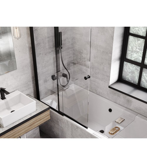 Pare-baignoire Easy slide black 100x150cm