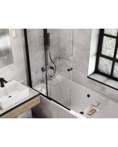 Pare-baignoire Easy slide black 100x150cm