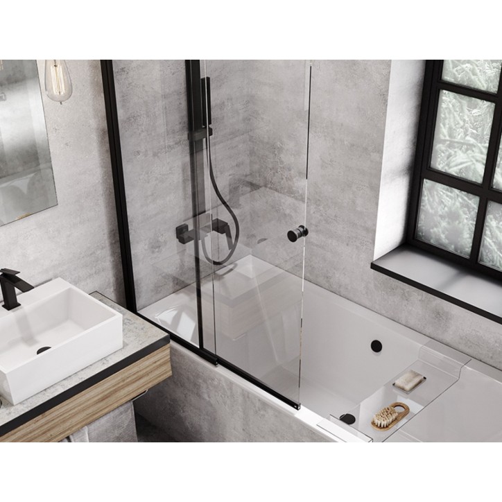 Pare-baignoire Easy slide black 100x150cm