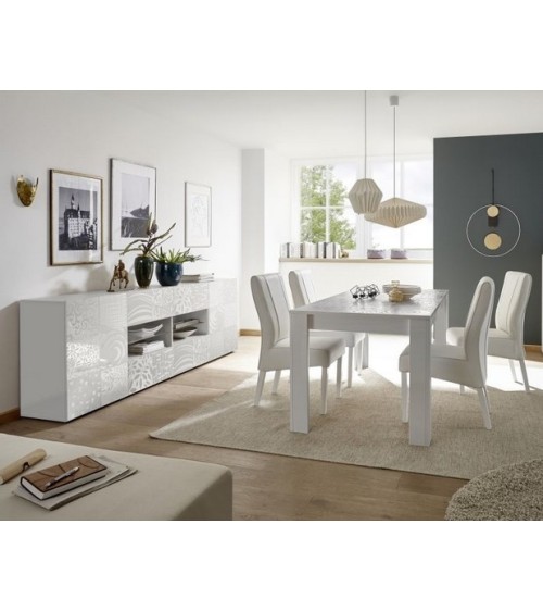 Buffet MIREL Blanc 2 portes 4 tiroirs 241 cm