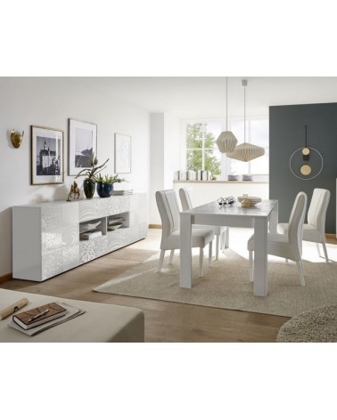 Buffet MIREL Blanc 2 portes 4 tiroirs 241 cm