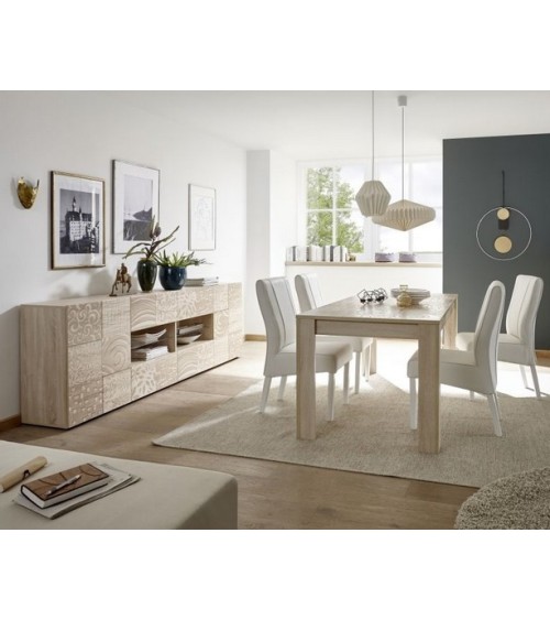 Buffet MIREL chêne 2 portes 4 tiroirs 241 cm