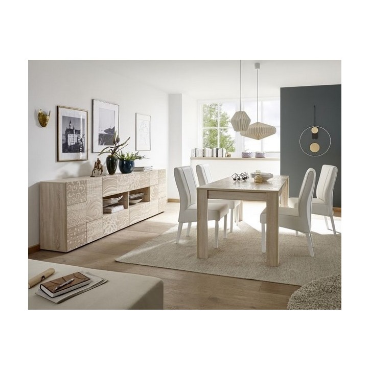 Buffet MIREL chêne 2 portes 4 tiroirs 241 cm