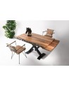 Ensemble table extensible 160-200 cm bois et métal et 4 chaises marron Paolina