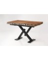 Ensemble table extensible 160-200 cm bois et métal et 4 chaises marron Paolina