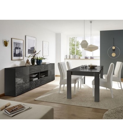 Buffet MIREL anthracite 2 portes 4 tiroirs 241cm