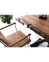 Ensemble table extensible 160-200 cm bois et métal et 4 chaises marron Paolina