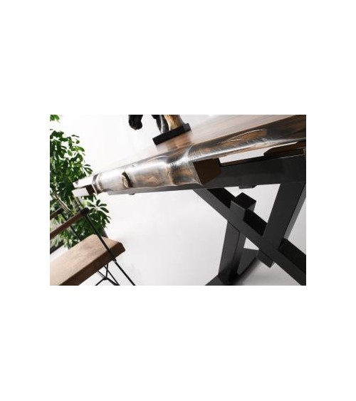 Ensemble table extensible 160-200 cm bois et métal et 4 chaises marron Paolina