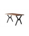 Ensemble table 160 cm bois et métal et 4 chaises noires Tania