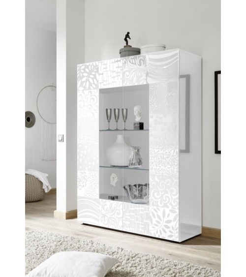 Vitrine 2 portes vitrées MIREL blanc 121 cm