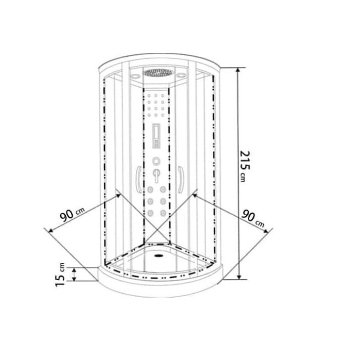 Cabine de Douche Hammam KORONA II, 90*90*215cm Cabine de Douche Hammam KORONA II, 90*90*215cm