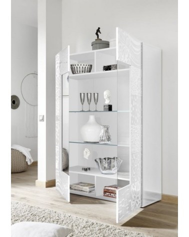 Vitrine 2 portes vitrées MIREL blanc 121 cm