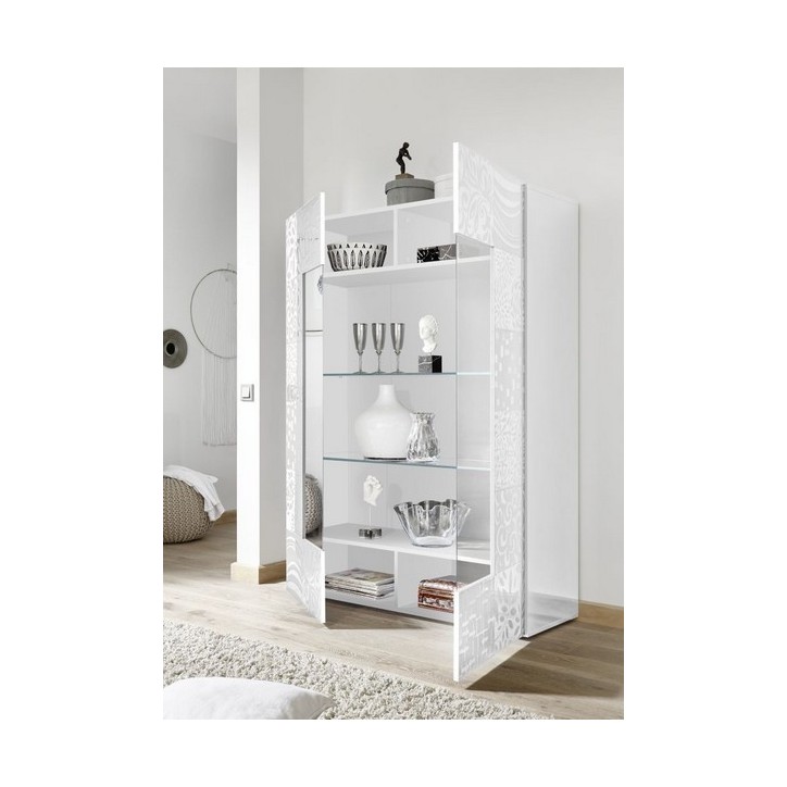 Vitrine 2 portes vitrées MIREL blanc 121 cm