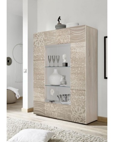 Vitrine 2 portes vitrée MIREL chêne 121 cm