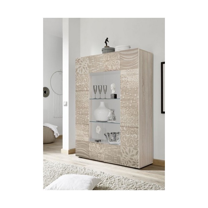 Vitrine 2 portes vitrée MIREL chêne 121 cm