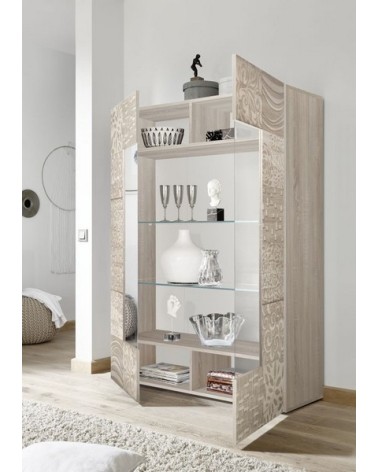 Vitrine 2 portes vitrée MIREL chêne 121 cm