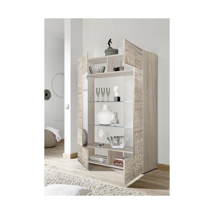 Vitrine 2 portes vitrée MIREL chêne 121 cm