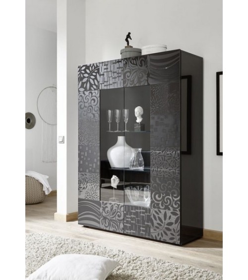 Vitrine 2 portes vitrées MIREL anthracite 121 cm