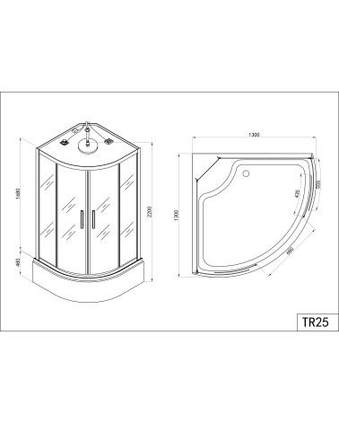 Combiné baignoire-douche HABANA 130x130x228 cm NOIR
