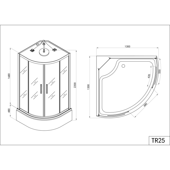 Combiné baignoire-douche HABANA 130x130x228 cm NOIR Combiné baignoire-douche HABANA 130x130x228 cm NOIR
