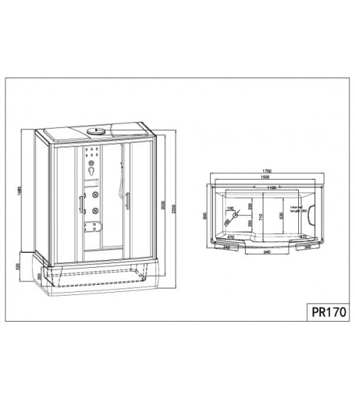 Combiné baignoire-douche SERRA 85x170x223 cm NOIR