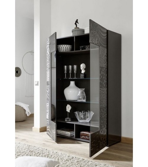 Vitrine 2 portes vitrées MIREL anthracite 121 cm