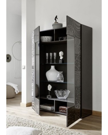 Vitrine 2 portes vitrées MIREL anthracite 121 cm