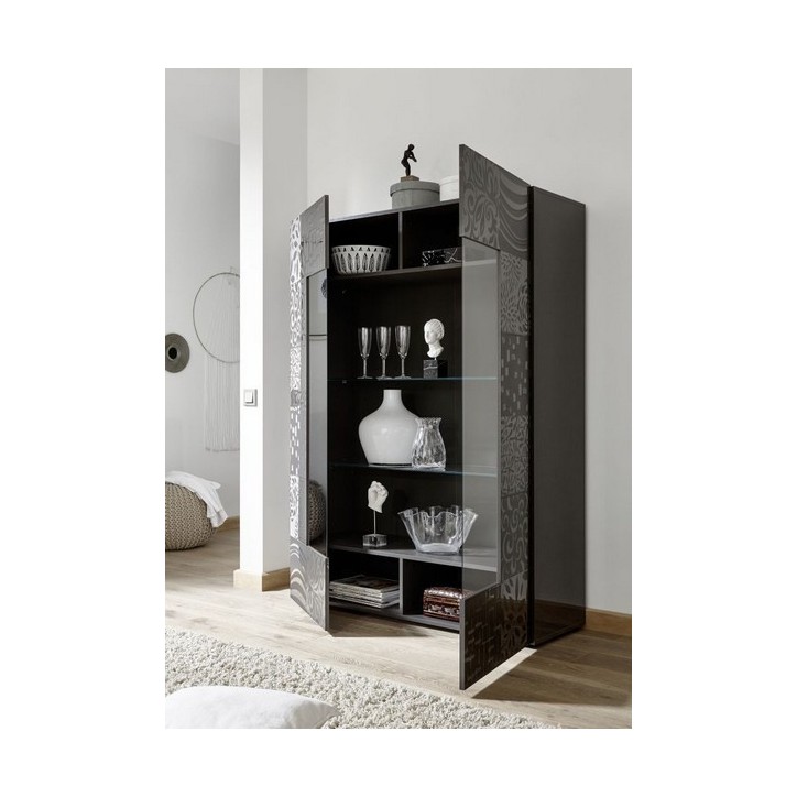 Vitrine 2 portes vitrées MIREL anthracite 121 cm
