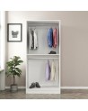 Armoire 2 Portes Vitrées avec leds - Blanc/Noir