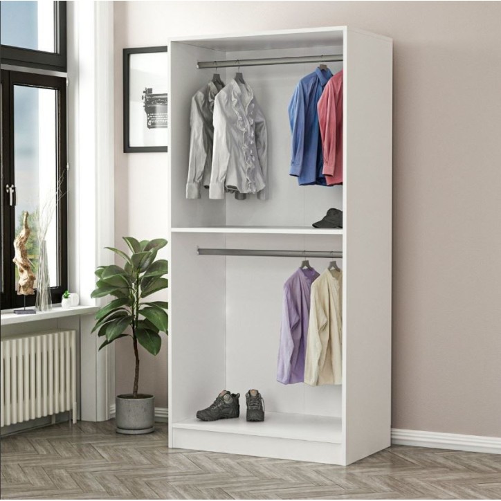 Armoire 2 Portes Vitrées avec leds - Blanc/Noir Armoire 2 Portes Vitrées avec leds - Blanc/Noir