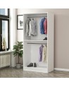 Armoire 2 Portes Vitrées avec leds - Blanc/Noir
