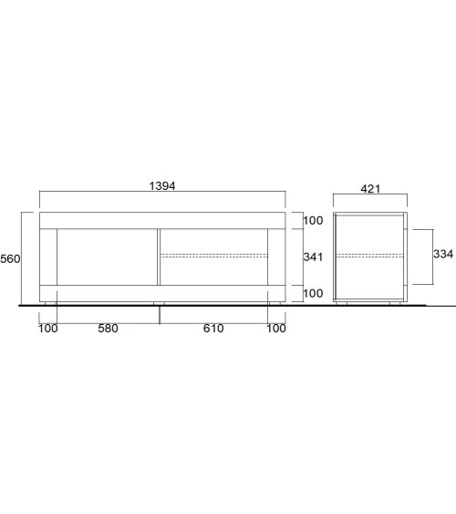 Meuble TV Basic en béton 1 porte 140/56/43 cm