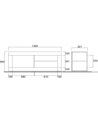 Meuble TV Basic en béton 1 porte 140/56/43 cm