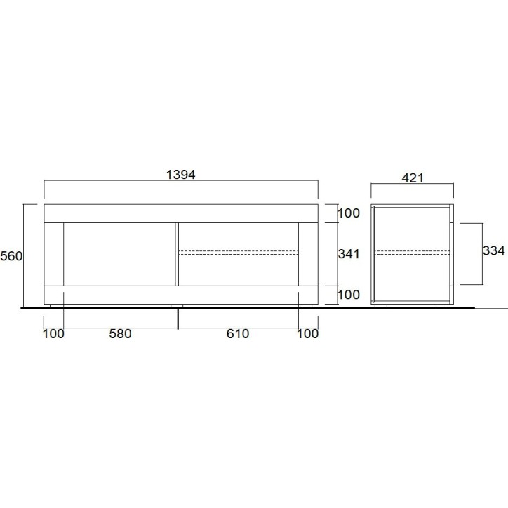 Meuble TV Basic en béton 1 porte 140/56/43 cm