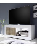 Meuble TV Basic finition blanc-chêne péro 1 porte 140/56/43 cm