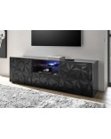 Meuble Tv LUTHER 2 portes 1 tiroir anthracite 181x57 cm