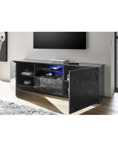 Meuble Tv LUTHER 2 portes 1 tiroir anthracite 181x57 cm