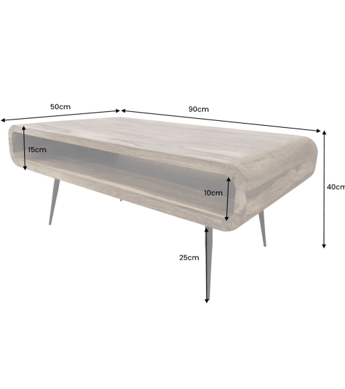 Table basse ALPHA 90 cm finition pierre