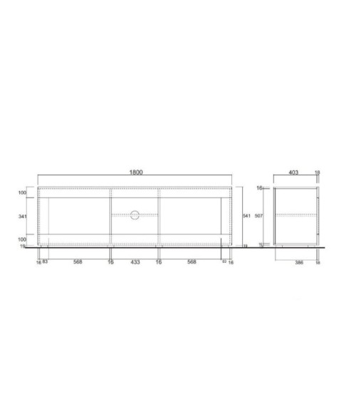 Meuble TV BASIC, 181 cm, blanc