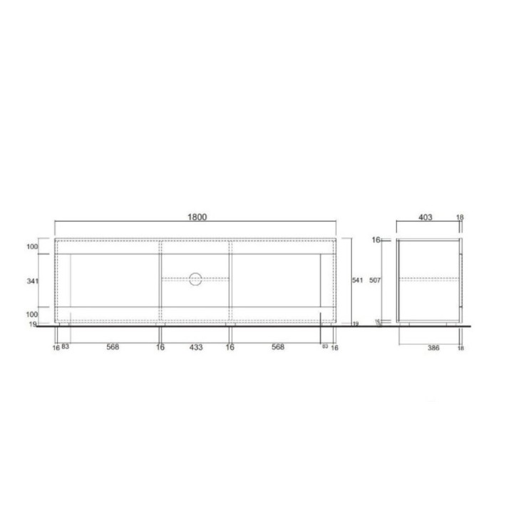 Meuble TV BASIC, 181 cm, blanc Meuble TV BASIC, 181 cm, blanc