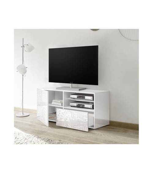 Meuble TV MIREL Blanc 1 porte, 1 tiroir 122 cm