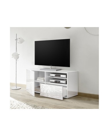 Meuble TV MIREL Blanc 1 porte, 1 tiroir 122 cm