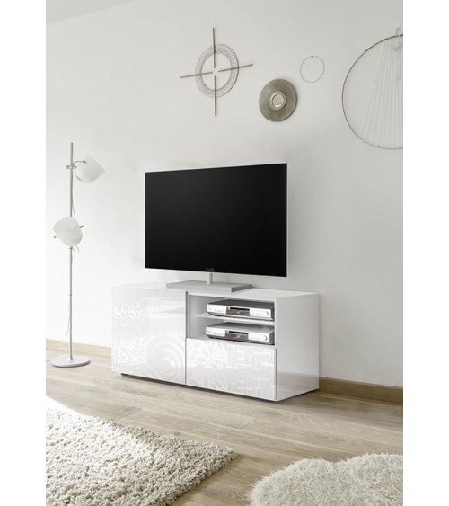 Meuble TV MIREL Blanc 1 porte, 1 tiroir 122 cm