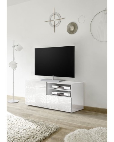 Meuble TV MIREL Blanc 1 porte, 1 tiroir 122 cm