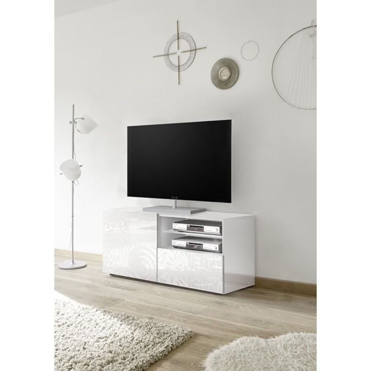 Meuble TV MIREL Blanc 1 porte, 1 tiroir 122 cm Meuble TV MIREL Blanc 1 porte, 1 tiroir 122 cm